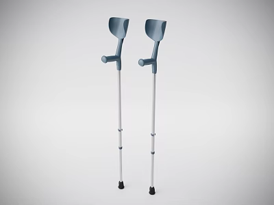 Adjustable Underarm Crutches With Lightweight Aluminum Frame And Non Slip Rubber Tips 3d model