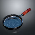 Octagonal Black Speckled Frying Pan With Red Wooden Handle For Home Kitchen