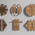 Chinese style handle door handle 3d model