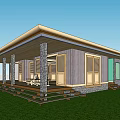 Modern Single Family Home With Spacious Porch Columns And Green Lawn