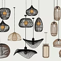 Stylish Woven Rattan Pendant Lights With Various Unique Design Shapes For Interior Decoration