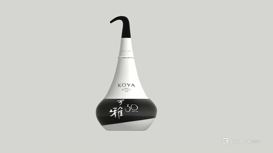 KOYA Ya 30 Premium Wine Bottle Showcasing Sleek Black And White Design 3d model 