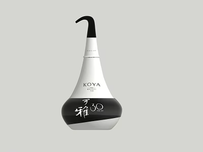 KOYA Ya 30 Premium Wine Bottle Showcasing Sleek Black And White Design 3d model