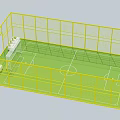 Yellow Fenced Football Field With Green Turf White Seats And Goalposts