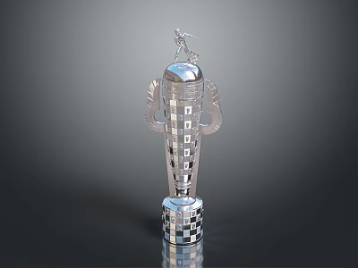 Modern Metallic Furniture With Decorative Top And Square Lattice Base 3d model