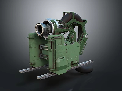 Heavy Duty Green Industrial Machinery With Metal Structure And Wheels 3d model
