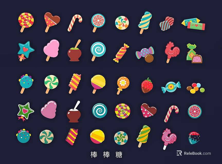 Colorful Cute Lollipop Themed Wall Decor With Various Styles And Patterns 3d model