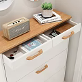 Modern Shoe Cabinet with Drawers Shelves Wooden Top and Slippers Storage for Home