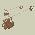 Wooden Playground Equipment With Swing Sets Platform And Rope For Kids Outdoor