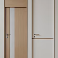 Modern Wooden Hinged Door With Light Colored Panel And Decorative Strip 3d model