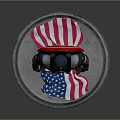 Captain America Game Movie Character In Blue Uniform Star Emblem Red Cape American Flag Base