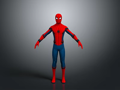 Spider Man Character In Red And Blue Costume With Web Pattern Mask 3d model