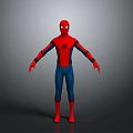 Spider Man Character In Red And Blue Costume With Web Pattern Mask
