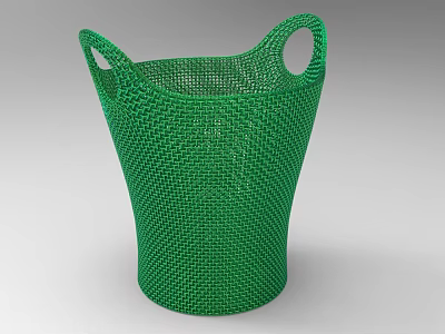 Green Woven Basket Decorative Ornament Set With Handles For Home Decoration 3d model