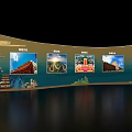 Cultural Event Display Wall With Curved Design Multiple Historical Images And Traditional Decorations