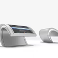 Modern Curved Touchscreen Desktop Monitor With Silver Metal Base And Interactive