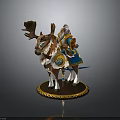 Bearded Man Riding Decorative Reindeer With Traditional Costume And Circular Gold Trimmed Base