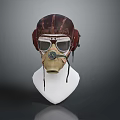 Weapon Military Helmet With Leather Construction Goggles And Breathing Apparatus Displayed On Mannequin