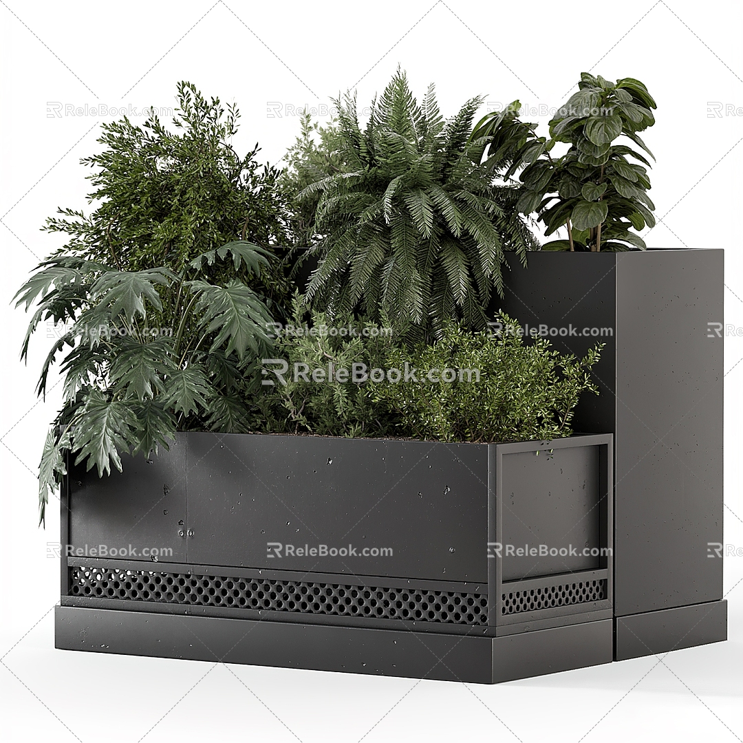 Outdoor plant flower box flower bed 3d model