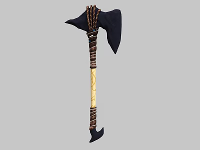 Handcrafted Traditional Axe Weapon With Wooden Handle Rope Wrap And Black Blade 3d model Handcrafted Traditional Axe Weapon With Wooden Handle Rope Wrap And Black Blade 3d model