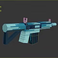 Turquoise Blue Low Poly Rifle with Modern Geometric Design Glossy Finish on Dark Background