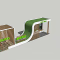 Modern Post Station With Wooden Structure Green Design And Parking Area