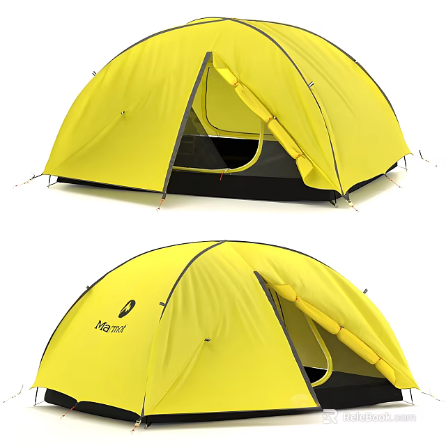 Yellow Marmot Camping Tent With Outdoor Design And Easy Setup Structure 3d model
