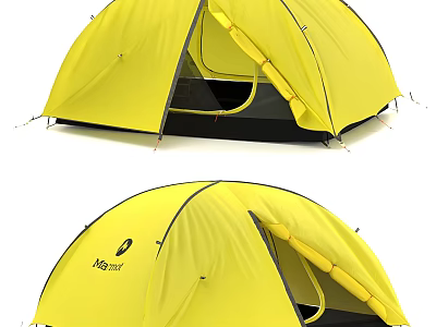 Yellow Marmot Camping Tent With Outdoor Design And Easy Setup Structure 3d model