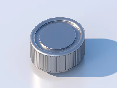 Silver Metal Container Lid With Threaded Design And Smooth Surface 3d model