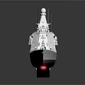 Warship 3D Model Design With Gray Hull Red Bottom Superstructure And Antennas 3d model