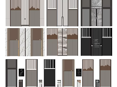 Stylish Modern Elevator Door Designs With Various Materials And Color Styles 3d model