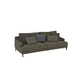 Beige Double Sofa With Multiple Colored Cushions And Dark Wooden Legs 3d model