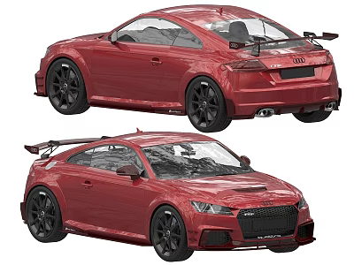 Red Audi Sports Car With Sporty Exterior Design Black Wheels And Rear Spoiler 3d model