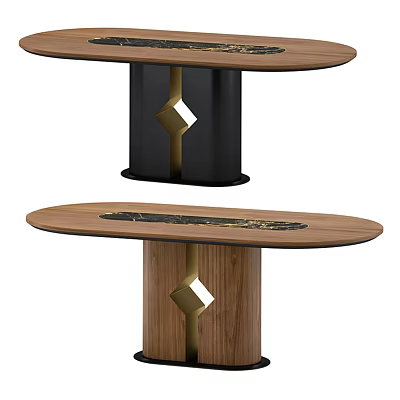 Modern Dining Table Minimalist Dining Table Oval Creative Work Desk All Solid Wood Desk Dining Table Table 3d model