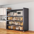 Modern Kitchen Interior Featuring White Cabinets And Open Storage Shelves