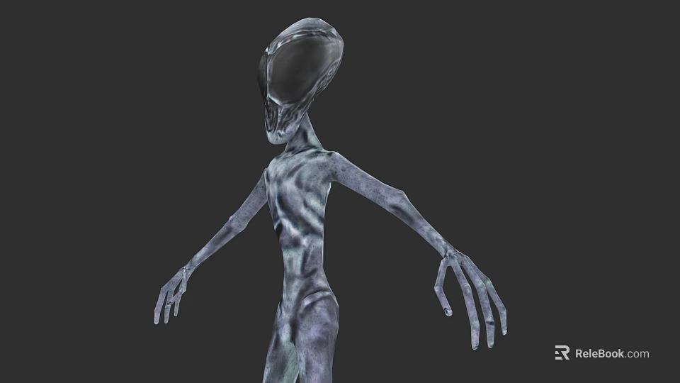 Game and Movie Alien Character with Large Head Slim Body and Long Limbs Ethereal Skin 3d model 