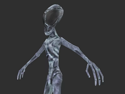 Game and Movie Alien Character with Large Head Slim Body and Long Limbs Ethereal Skin 3d model