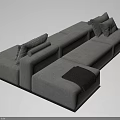 Light Gray Fabric Sectional Sofa With Soft Cushions And Modern Design 3d model
