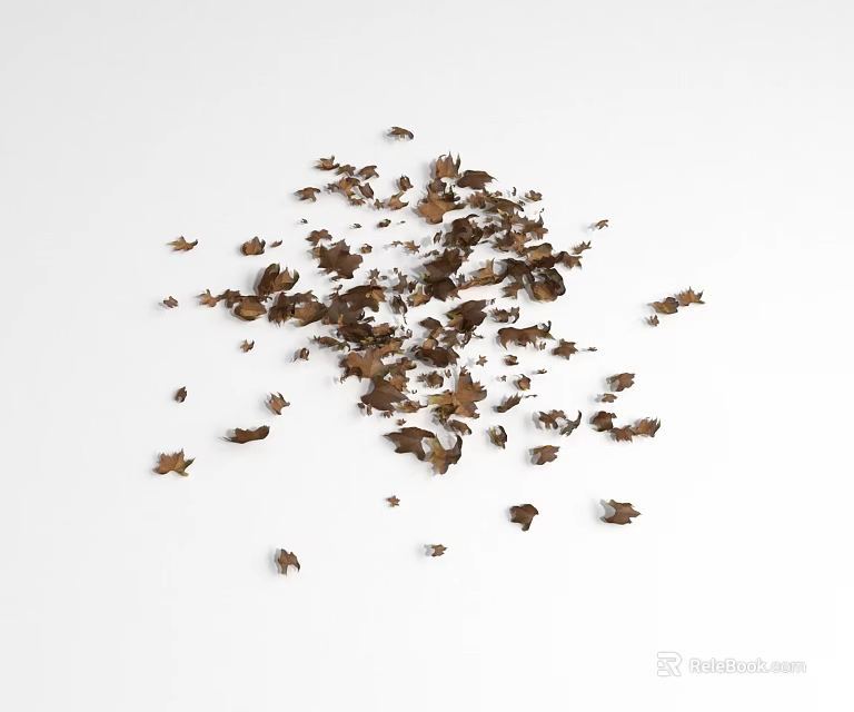 Brown Fallen Leaves Scattered On White Background Natural Plant Debris 3d model 