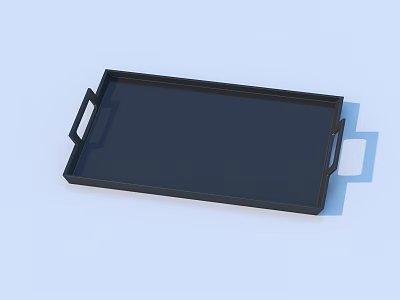 Durable Black Rectangular Serving Tray With Handles For Daily Household Use 3d model