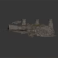 Ancient Stone Ruin Platform Structure With Circular Center Area Stone Steps And Broken Pillars