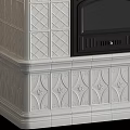 Classic White Tile Fireplace Design With Decorative Patterns And Black Doors 3d model