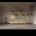 Minimalist Wooden Display Cabinet With Open Shelves Books Decorative Items And Table Lamp
