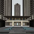 Modern High Rise Residential Buildings With Glass Curtain Walls And Green Surroundings
