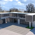 Modern Modular Container Building With Balcony Large Windows And Outdoor Space 3d model
