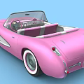 Classic Pink Convertible Car With Sleek Body White Accented Wheels And Pink White Interior