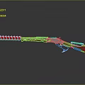 Modern Tactical Shotgun With Orange White Black Finish And Spiral Ammunition Chain
