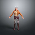 Game and Movie Character With White Hair Orange Jacket Brown Pants Strapped Design And Boots