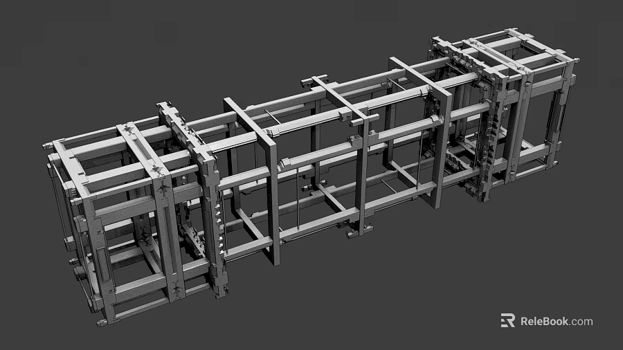 Industrial Metal Frame Structure With Connected Rectangular Frames And Steel Components 3d model 