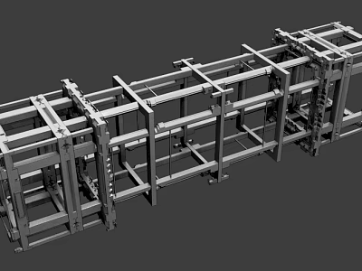 Industrial Metal Frame Structure With Connected Rectangular Frames And Steel Components 3d model